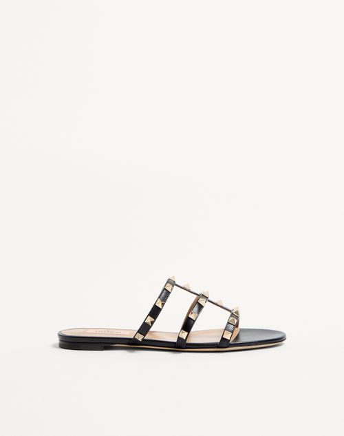 Valentino Garavani - Rockstud Flat Slide Sandal - Black - Woman - Sandals
